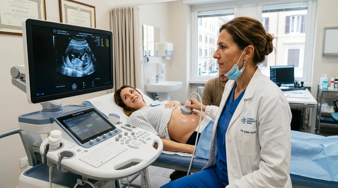 Ecografia addominale privata a Roma - sonda ecografica su addome